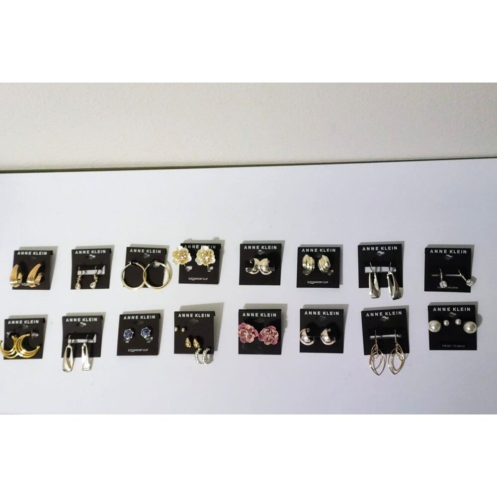Anne Klein New Earrings Lot Hoops Studs Drops Floral Gold & Silver Tone-16 Pairs